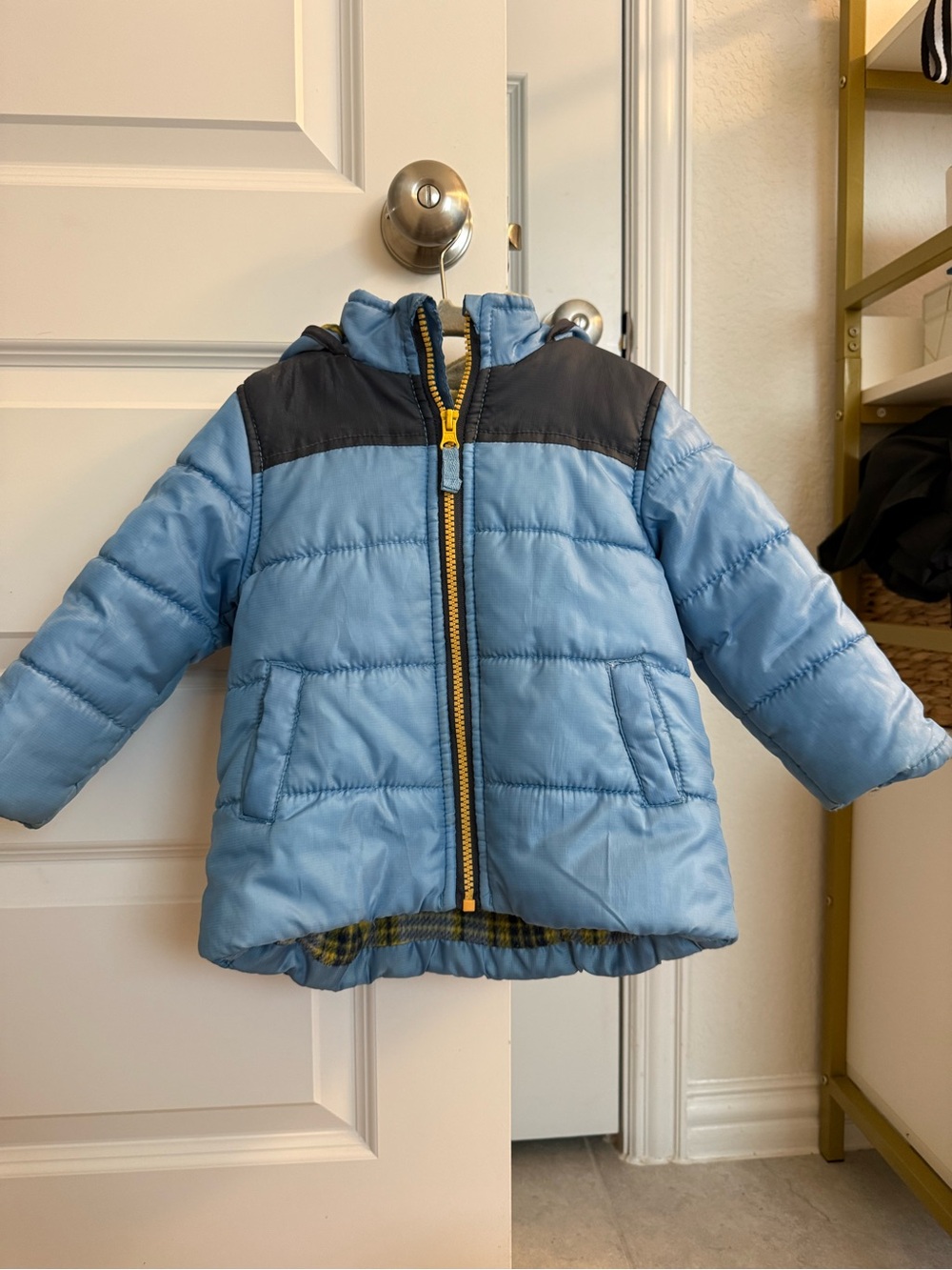 Carter's Light Blue Puffer Jacket with Black Yoke